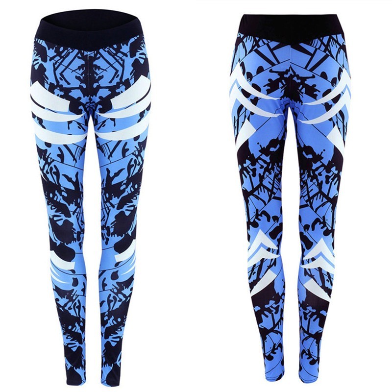 Leggings ajustados para gimnasio con estampado azul oscuro