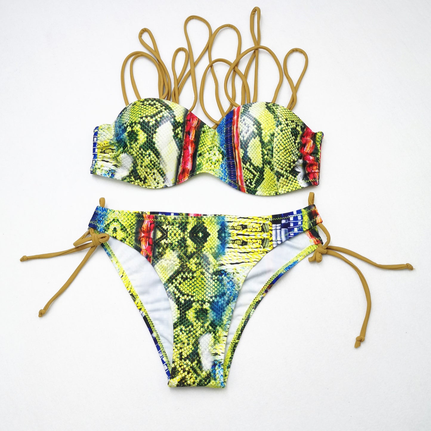 Traje de baño dividido con estampado de bikini para mujer