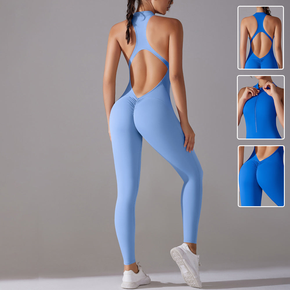 Mono ajustado con pantalones largos y espalda descubierta para mujer, ropa deportiva para yoga, fitness, correr y bailar