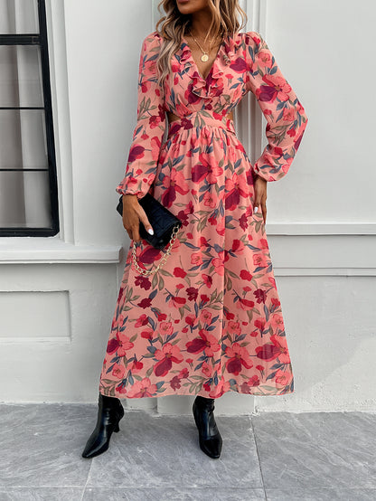 Fashion Florals Print Long Sleeve Dress