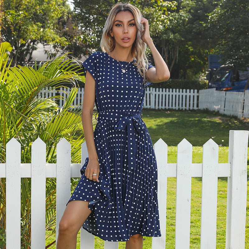 Summer Women Polka Dot Short Sleeve Dress