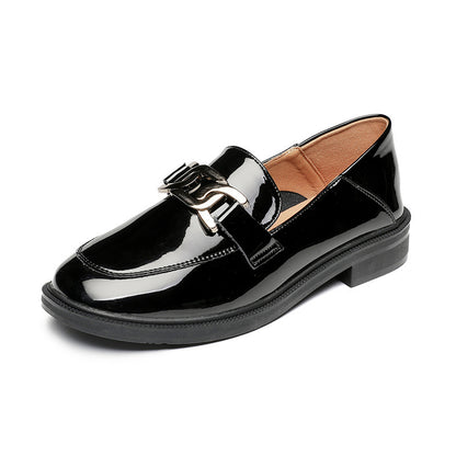 College Style One-legged Simple Round Toe Loafers