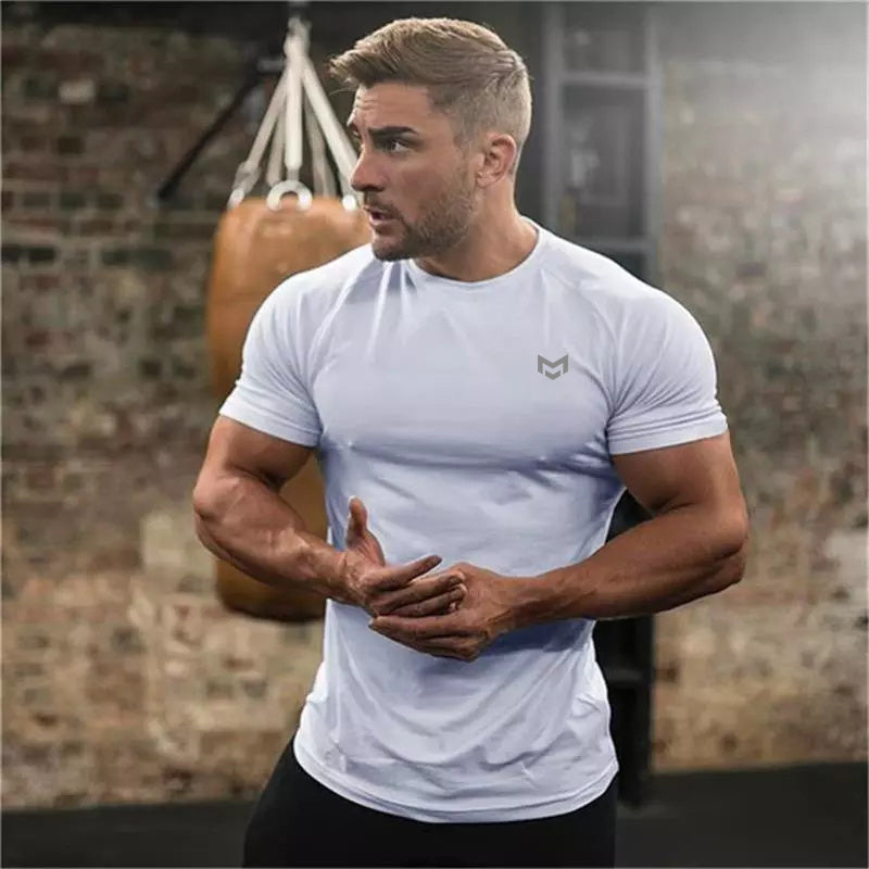 Camiseta de manga corta para gimnasio, ropa de gimnasio de secado rápido