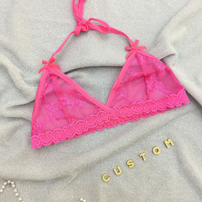 Custom Lingerie Set For Women Thong Panties Bra Set With Name Rhinestone Customized Thongs Personalized G-String Jewelry Gift