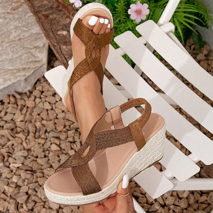 Sandalias de cuña con plataforma para mujer, moda casual