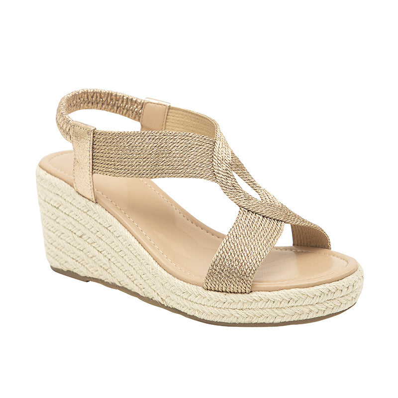 Sandalias de cuña con plataforma para mujer, moda casual