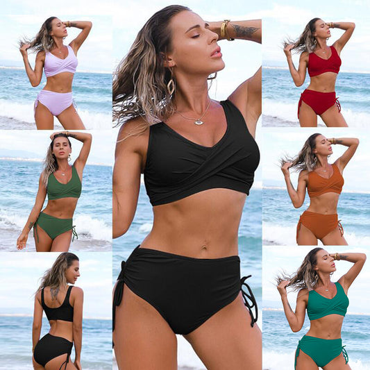 Bikini Twist para mujer, traje de baño de cintura alta, ropa de playa de verano