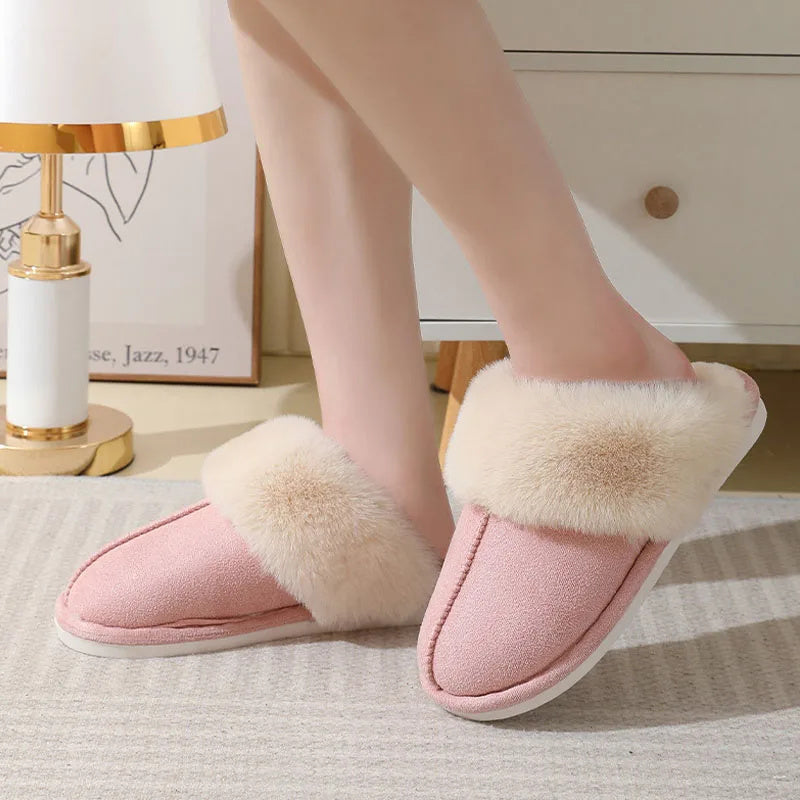 Pantuflas de felpa cálidas para el invierno para el hogar