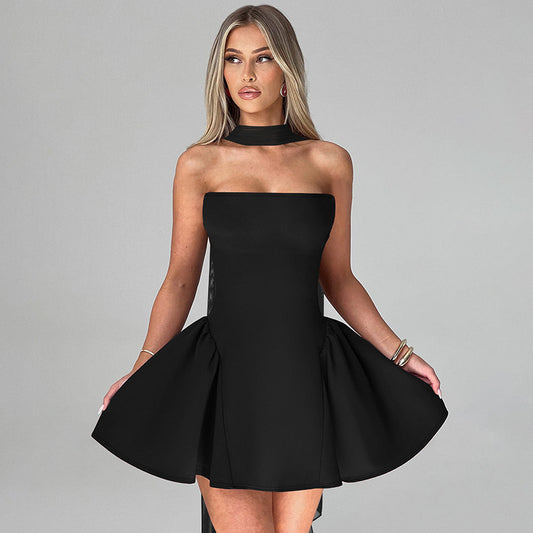 Sexy Tube Top Dress With Back Zipper Design Ins Fashion Short Dress