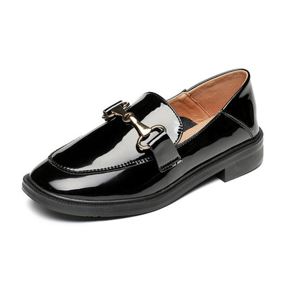 College Style One-legged Simple Round Toe Loafers