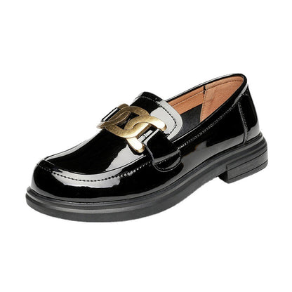 College Style One-legged Simple Round Toe Loafers