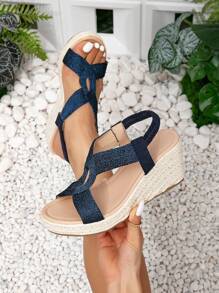 Sandalias de cuña con plataforma para mujer, moda casual