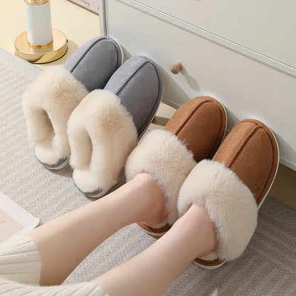 Pantuflas de felpa cálidas para el invierno para el hogar