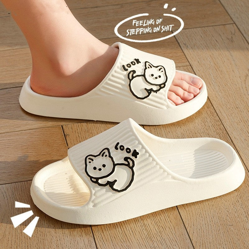 Lindas pantuflas de gato para el verano, zapatos para estar por casa para mujer