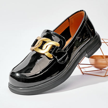 College Style One-legged Simple Round Toe Loafers