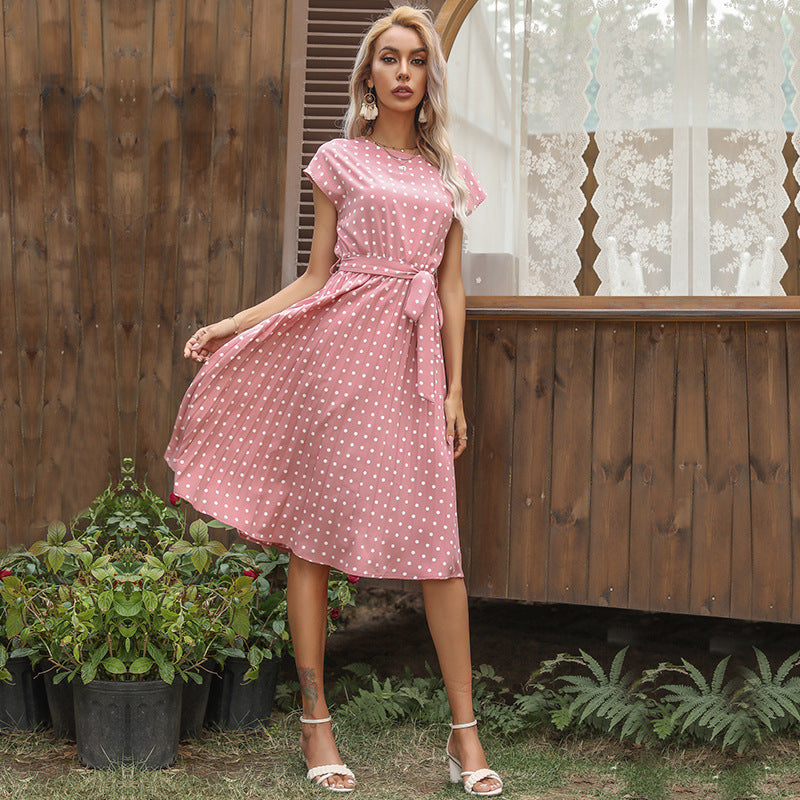 Summer Women Polka Dot Short Sleeve Dress